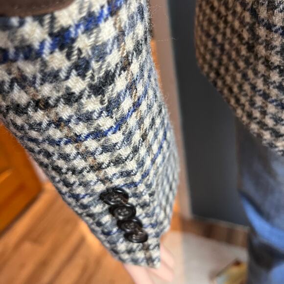 J. Crew Houndstooth Blazer Moon England Luxury Wool Suede Elbow Patches Preppy - Picture 7 of 8